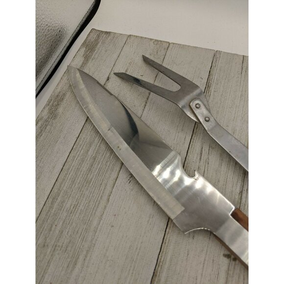 Vintage Set 2 Vernco Stainless Steel Carving Knife Fork Set Large 13" & 16" - Picture 8 of 8